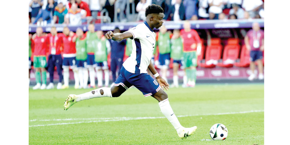 Bukayo Saka steps up to score against Switzerland at Euro 2024