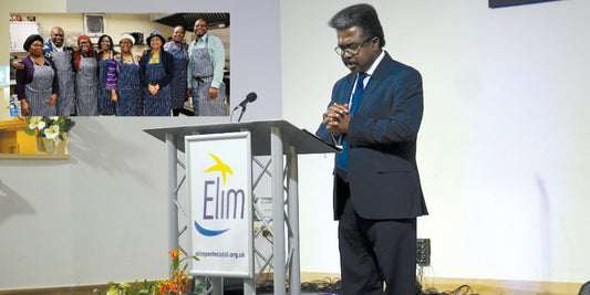 Pastor Cornelius Osei-Fosu and, inset, the church's catering team
