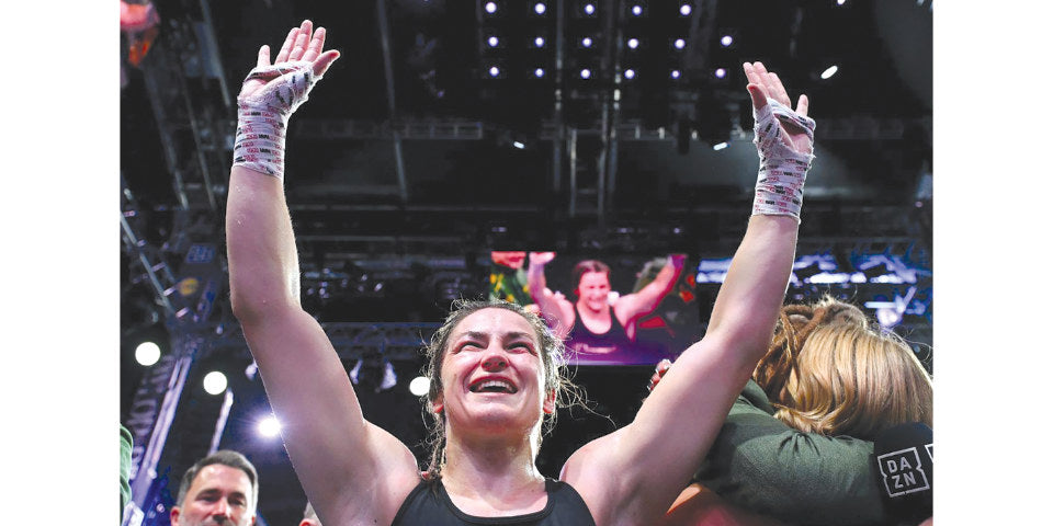 Katie bows out at the top