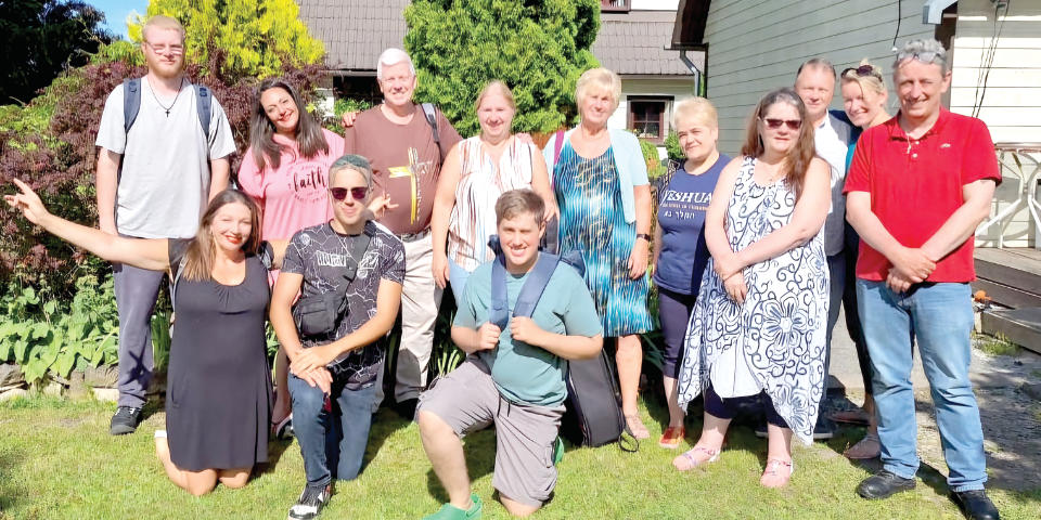 John Young, back row third from left, led a team of 12 from Leigh Elim on a ten-day mission to Estonia in July