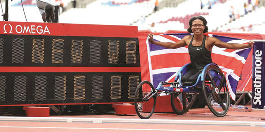 Karé Adenegan after setting a world record